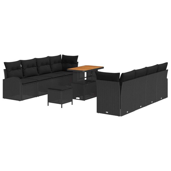 vidaXL Ensemble de canap&eacute; de jardin avec coussin 11 pcs Noir