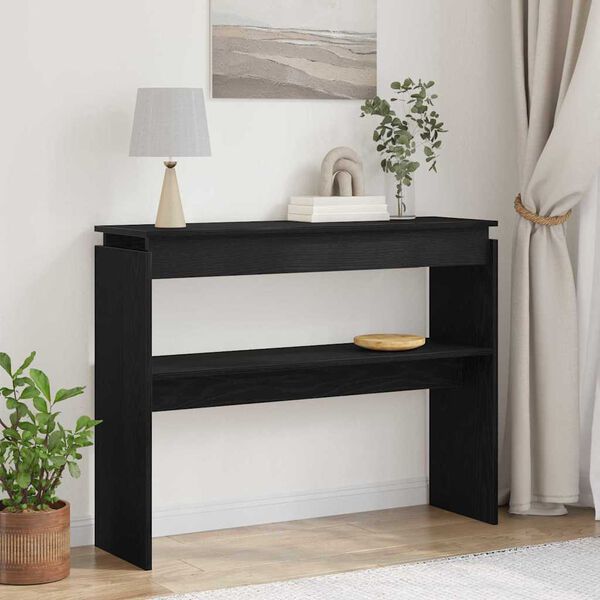vidaXL Table console Ch&ecirc;ne noir 80 x 30 x 102 cm Bois d'ing&eacute;nierie