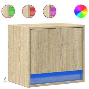 vidaXL Tables de chevet murales avec lumi&egrave;res LED 2 pcs ch&ecirc;ne sonoma
