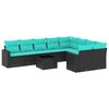 vidaXL Salon de jardin 10 pcs avec coussins noir r&eacute;sine tress&eacute;e