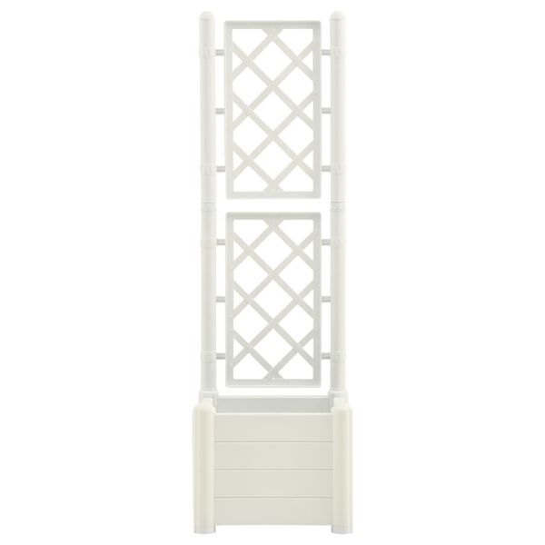 vidaXL Jardinière avec treillis 43x43x142 cm PP Blanc