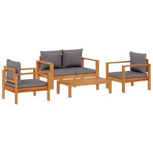 vidaXL Salon de jardin avec coussins 4 pcs bois d'acacia massif