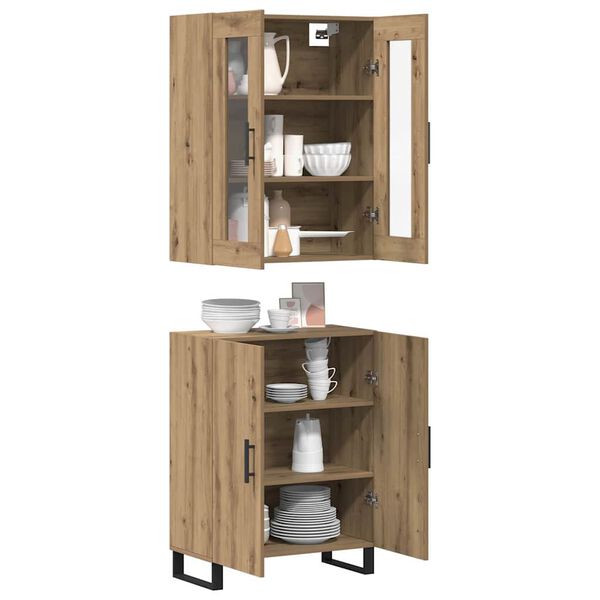 vidaXL Haut Armoire 2 pcs ch&ecirc;ne artisanal Bois d'ing&eacute;nierie