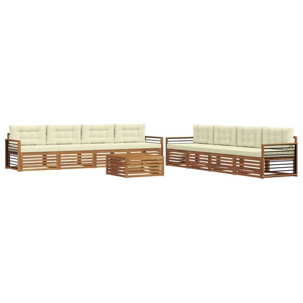 vidaXL Ensemble de canap&eacute;s d'ext&eacute;rieur 9 pcs Naturel et Cr&egrave;me