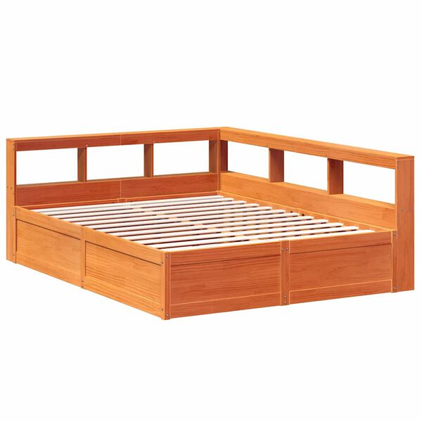vidaXL Lit biblioth&egrave;que sans matelas cire marron 160x200 cm pin massif