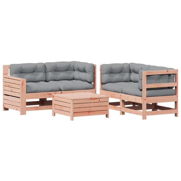 vidaXL Salon de jardin 5 pcs avec coussins bois massif douglas
