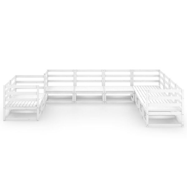 vidaXL Salon de jardin 9 pcs Blanc Bois de pin massif