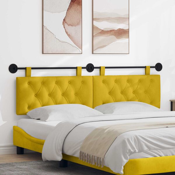 vidaXL T&ecirc;te de lit suspendue Jaune 190 x 55 x 7 cm Velours