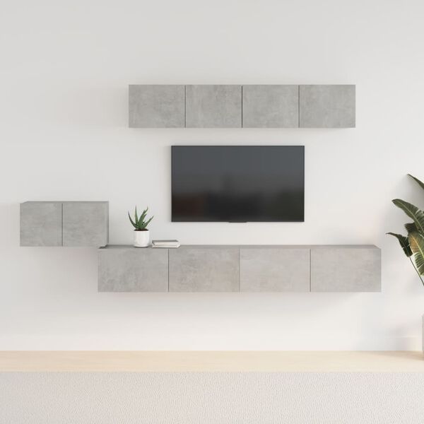 vidaXL Ensemble de meubles TV 5 pcs Gris b&eacute;ton Bois d'ing&eacute;nierie