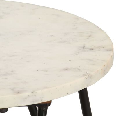 vidaXL Table basse Blanc 40x40x40 cm Pierre véritable texture marbre