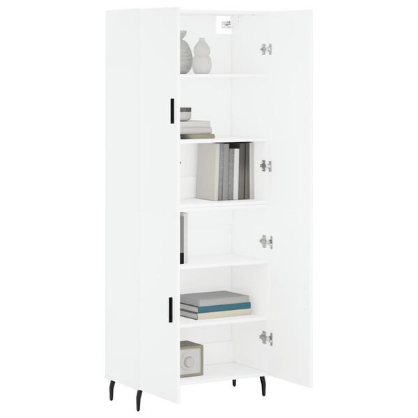 vidaXL Buffet haut Blanc 69,5x34x180 cm Bois d'ing&eacute;nierie