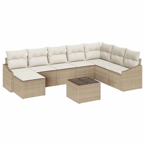 vidaXL Ensemble de canap&eacute; de jardin 8 pcs Beige et cr&egrave;me polyrotin