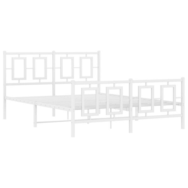 vidaXL Cadre de lit métal sans matelas et pied de lit blanc 135x190 cm