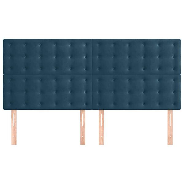 vidaXL T&ecirc;te de lit Bleu fonc&eacute; 180 x 5 x 118/128 cm Velours