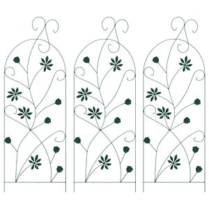 vidaXL Cl&ocirc;ture de jardin 3 pcs Vert 112 x 39,5 cm Acier