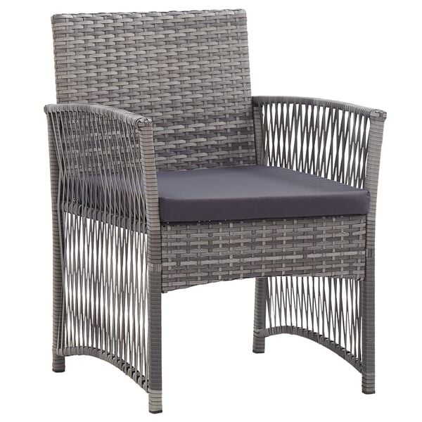 vidaXL Fauteuils de jardin avec coussins 2 pcs gris r&eacute;sine tress&eacute;e