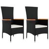 vidaXL Chaises de jardin lot de 2 avec coussins R&eacute;sine tress&eacute;e Noir