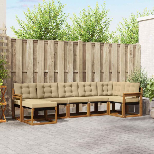 vidaXL Ensemble de canap&eacute;s d'ext&eacute;rieur 7 pcs Naturel et Beige