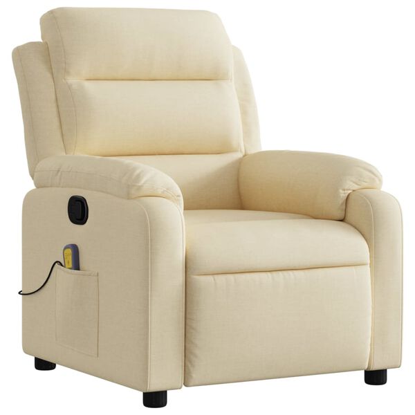 vidaXL Fauteuil inclinable de massage crème tissu