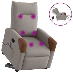 vidaXL Fauteuil inclinable de massage électrique Taupe Tissu