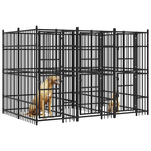 vidaXL Chenil d'ext&eacute;rieur pour chiens Acier 7,37 m&sup2;