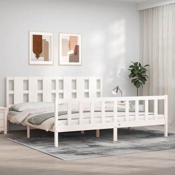 vidaXL Cadre de lit sans matelas blanc bois de pin massif