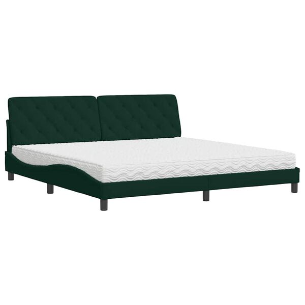 vidaXL Lit avec matelas vert fonc&eacute; 200x200 cm velours