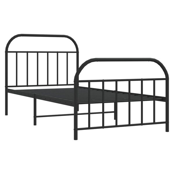 vidaXL Cadre de lit m&eacute;tal sans matelas avec pied de lit noir 107x203cm
