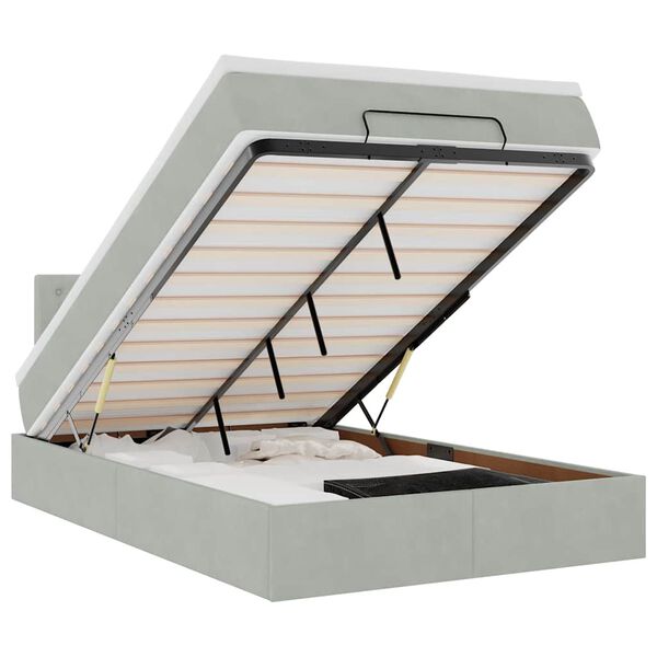 vidaXL Lit ottoman avec matelas gris clair 120x190 cm velours