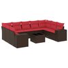 vidaXL Ensemble de canap&eacute; de jardin 10 pcs avec coussins marron r&eacute;sine tress&eacute;e