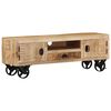 vidaXL Meuble TV avec roues 110x30x37 cm Bois de manguier brut