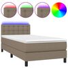 vidaXL Sommier &agrave; lattes de lit avec matelas LED Taupe 100x200 cm Tissu
