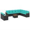 vidaXL Ensemble de canap&eacute; de jardin 11 pcs avec coussins noir r&eacute;sine tress&eacute;e