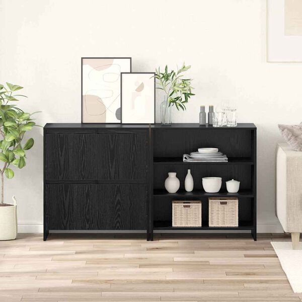 vidaXL Buffet 2 pcs Ch&ecirc;ne noir 70 x 41 x 75 cm Bois d'ing&eacute;nierie
