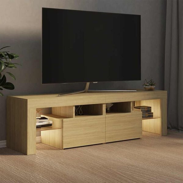 vidaXL Meuble TV avec lumières LED Chêne sonoma 140x36,5x40 cm