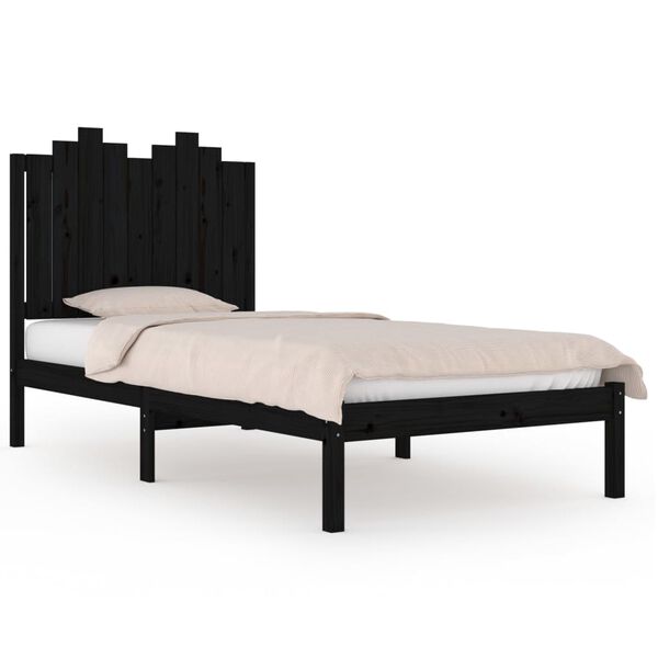 vidaXL Cadre de lit sans matelas noir bois massif