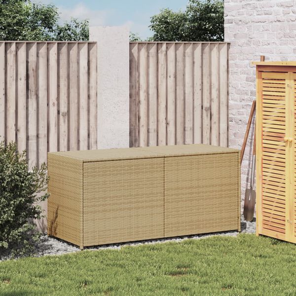 vidaXL Bo&icirc;te de rangement de jardin m&eacute;lange beige 283L r&eacute;sine tress&eacute;e