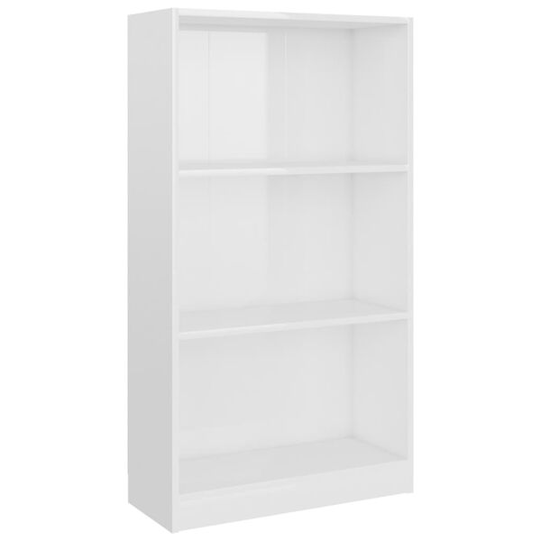 vidaXL Biblioth&egrave;que 3 niveaux Blanc brillant 60x24x109 cm Bois