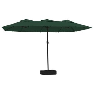 vidaXL Parasol de jardin &agrave; double t&ecirc;te avec LED vert 449x265 cm
