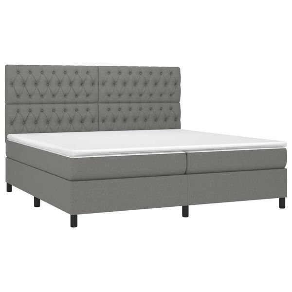 vidaXL Sommier à lattes de lit avec matelas Gris foncé 200x200cm Tissu