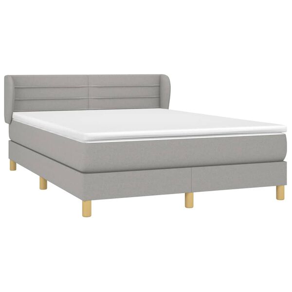 vidaXL Sommier &agrave; lattes de lit avec matelas Gris clair 140x200cm Tissu