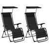 vidaXL Chaises pliables de terrasse lot de 2 Textil&egrave;ne Noir