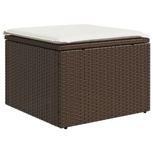 vidaXL Tabouret de jardin avec coussin brun 55x55x37 cm résine tressée