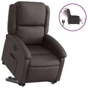 vidaXL Fauteuil inclinable &eacute;lectrique marron fonc&eacute; cuir v&eacute;ritable
