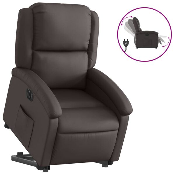vidaXL Fauteuil inclinable &eacute;lectrique marron fonc&eacute; cuir v&eacute;ritable