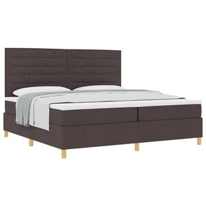 vidaXL Lit &agrave; ressorts avec matelas Marron fonc&eacute; 200 x 200 cm tissu
