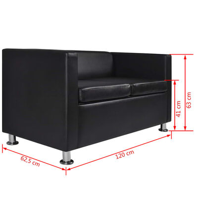 vidaXL Jeu de canapé à 2 places et à 3 places et fauteuil Noir