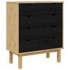 vidaXL Commode OTTA Noir 76,5 x 39,5 x 90 cm Bois de pin massif