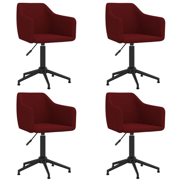 vidaXL Chaises &agrave; manger pivotantes lot de 4 Rouge bordeaux Velours