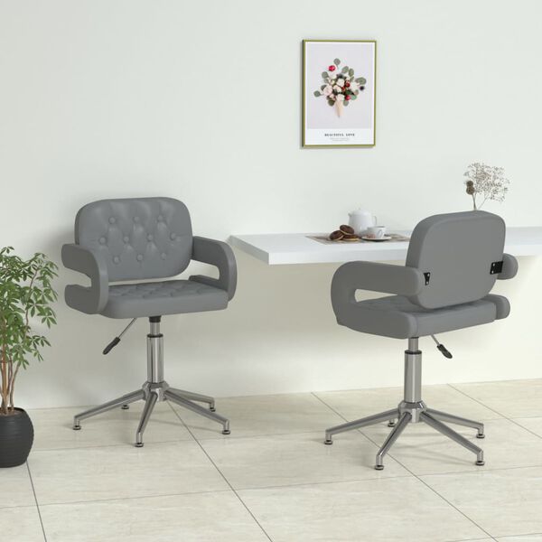 vidaXL Chaises pivotantes &agrave; manger lot de 2 gris similicuir